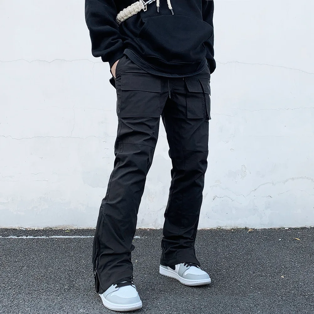 

High street hip hop street vibe multi-Pocket function overalls zip microhorn casual men's versatile pants, Picture colors