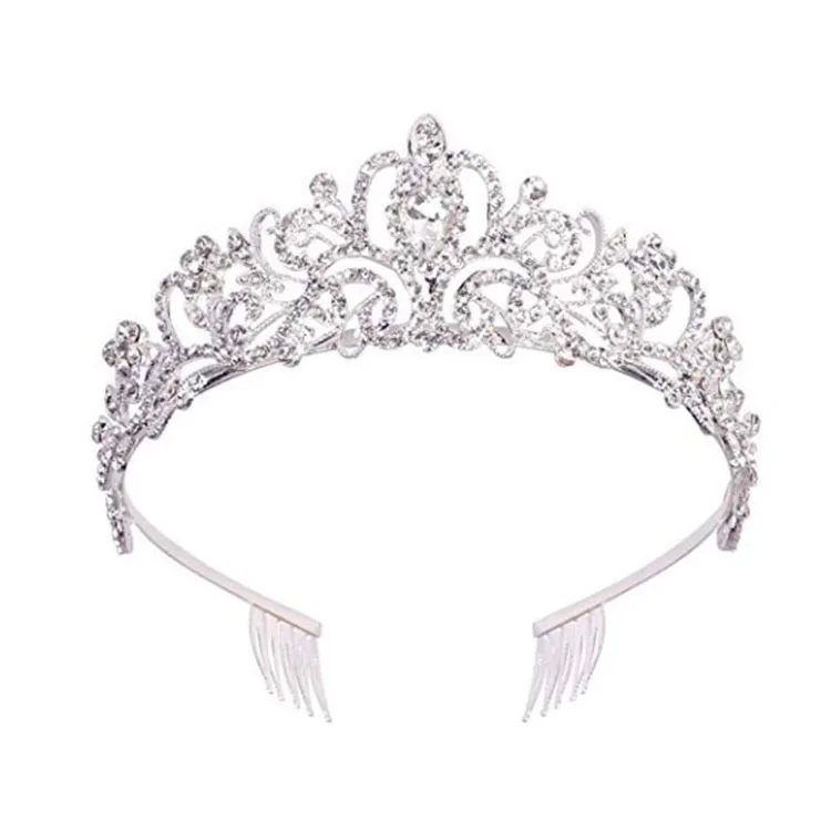 

Women Girl Decoration on Birthday Wedding Party Silver Tiaras Crown Bridal queen princess glitter Rhinestone Prom comb Crown