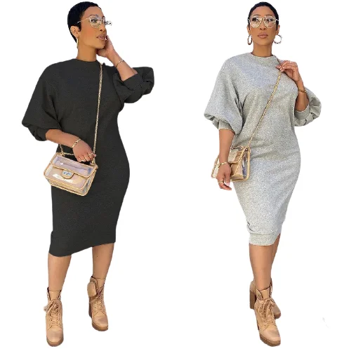 

2021 Amazon wish spring summer half puff sleeve loose long plus size hoodie dress, Red/pink/blue