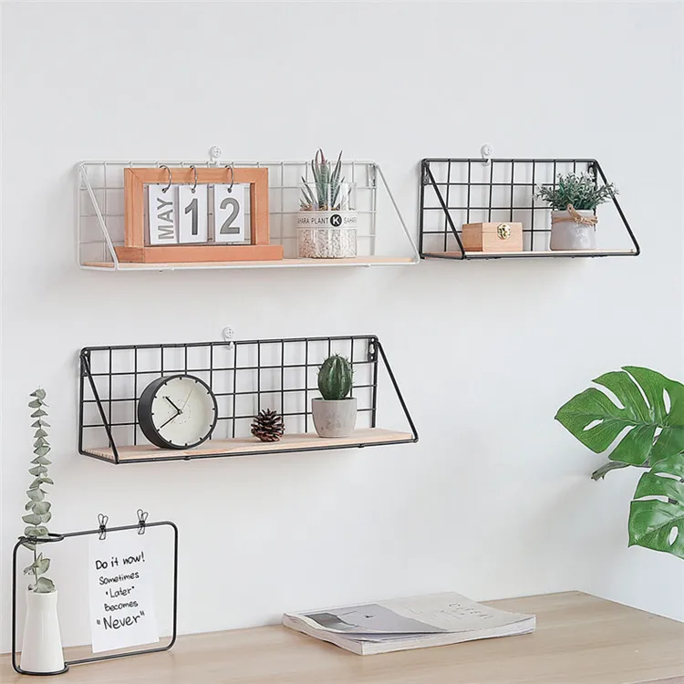 

Household Wall Mount Shelves Book Wall floating Shelves Rustic Metal Wood Shelves