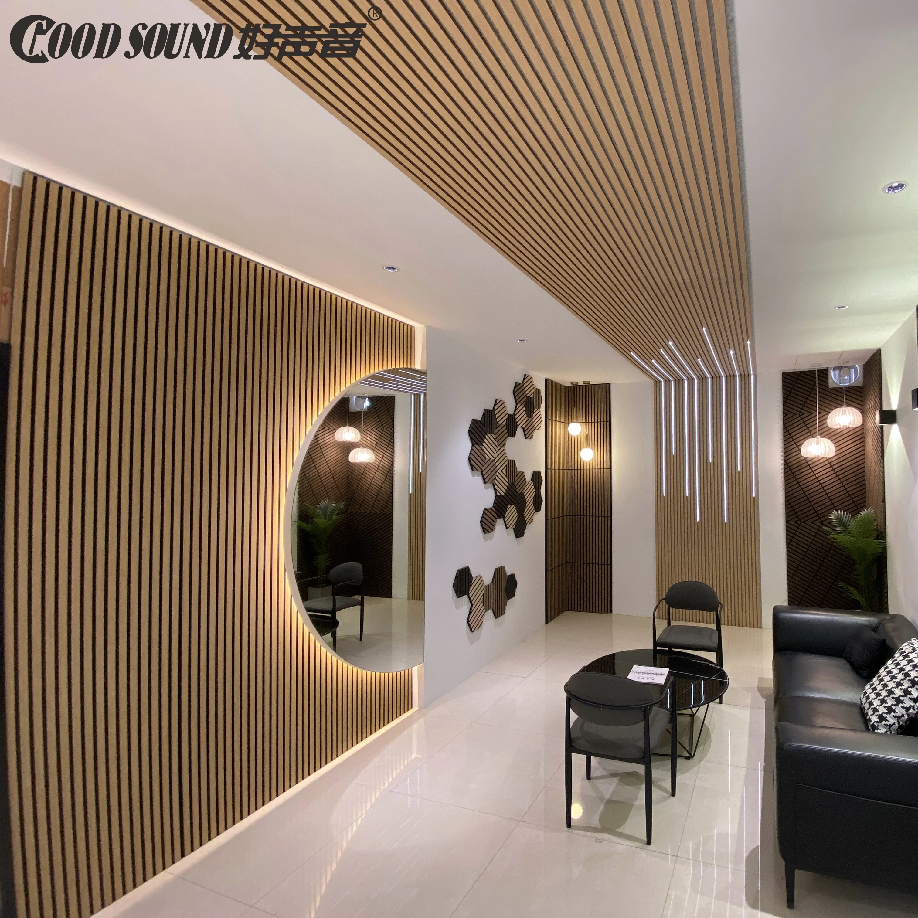 

GoodSound Wall Cladding Fiber Mdf Akupanel Ceiling Mdf Slat Wall Panels Akustik Wooden Slat Acoustical Panel