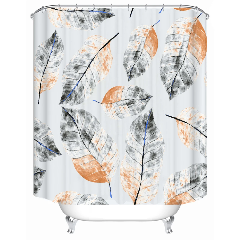 

183 x 183cm waterproof cloth lining cover bathtub bathroom curtain simple leaves can be customized printing shower curtain, Picture