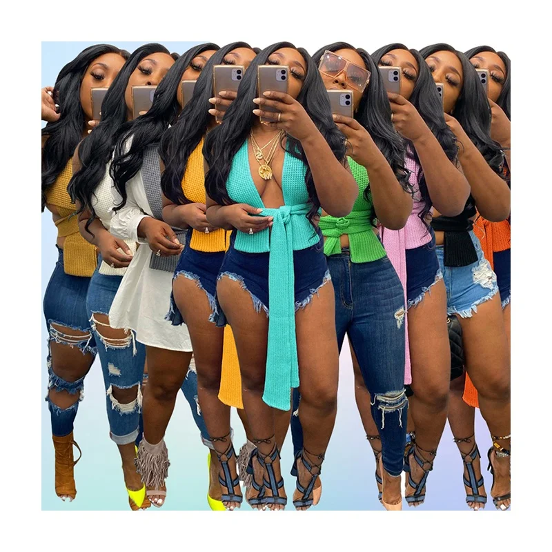 

XUYA Design Sexy Women Solid Bandage Vest Sweater Tank Top Fashion Sexy Knit Tank Top Women