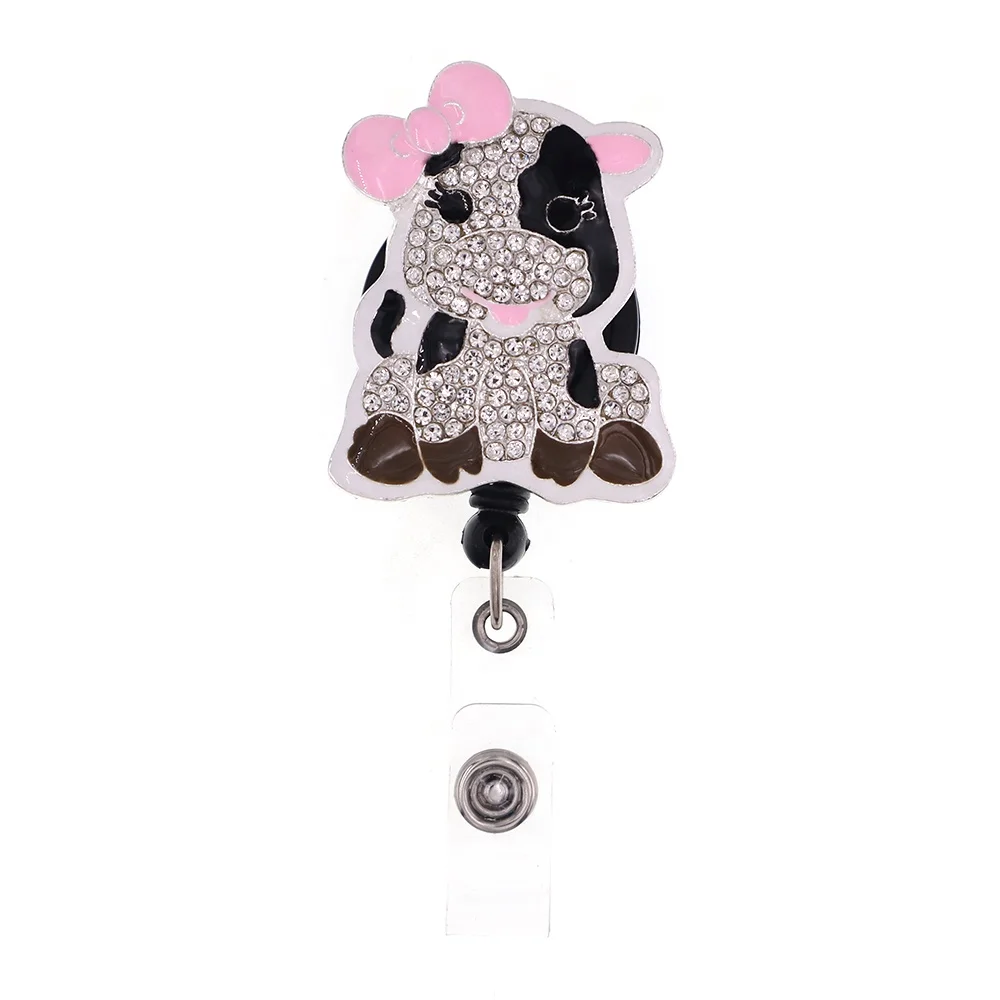 

Medical Rhinestone Alloy Cattle/Cow Retractable ID Nurse Badge Reel/Holder For Nurse Accessories, All kinds of color