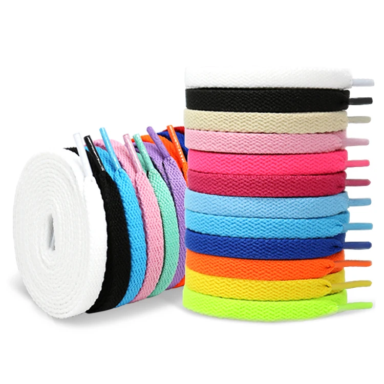 

Customizable 8mm Flat Polyester Shoelace Factory, 57 Colors Replacement Shoe Laces String With Plastic Tips, 57 colors are available