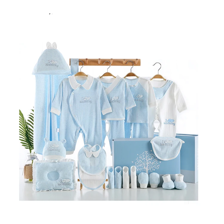 

MICHLEY Wholesale Newborn Babies Gift Box Pure Cotton Clothing Sets Casual New Born Baby Clothes Set, Blue