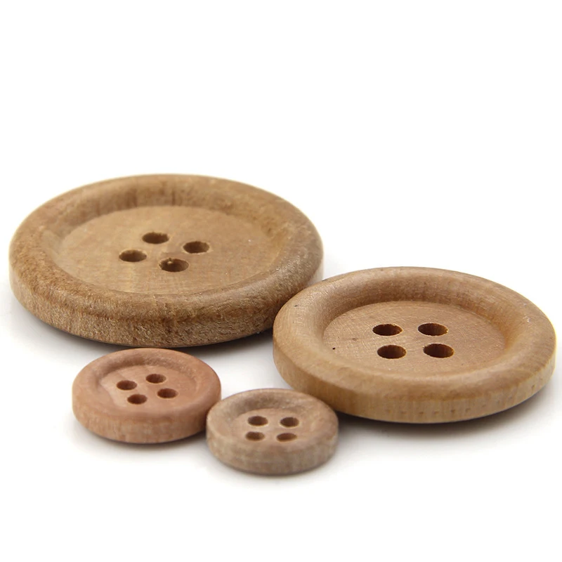 

11.5-30mm DIY Garment Accessories 4 Holes Round Shirt Sweater Natural Wood Buttons