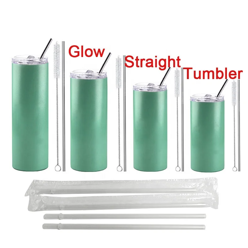 

20oz glow in dark sublimation tumbler straight Double Wall Stainless Steel glow in the dark sublimation 20oz tumblers with straw