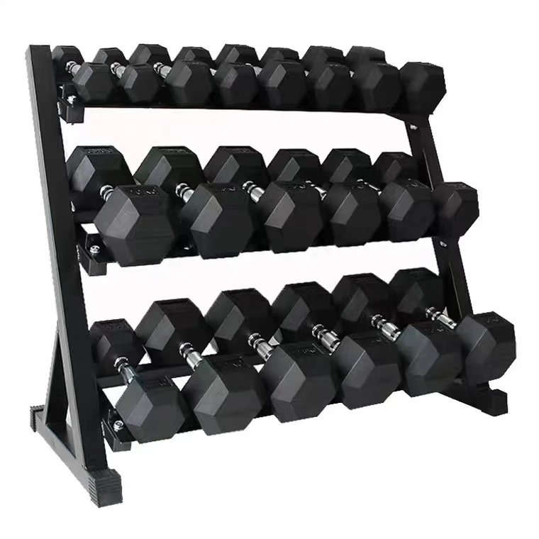 

5-50LB hex dumbbell gym Equipment fixed rubber dumbbell