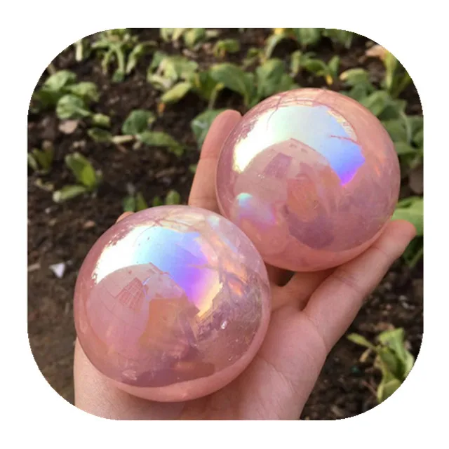 

Wholesale natural polished spiritual crystal balls aura rose quartz spheres for home decoration