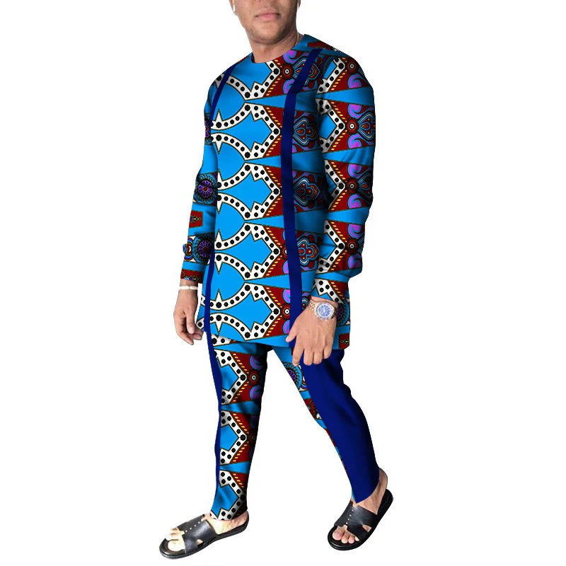wyn1026 Fashion Men African Clothes Long Sleeve Shirt and African Print Shirt Men Suits