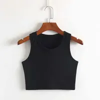 

Hot summer black basic short o- neck sexy women sleeveless tank tops