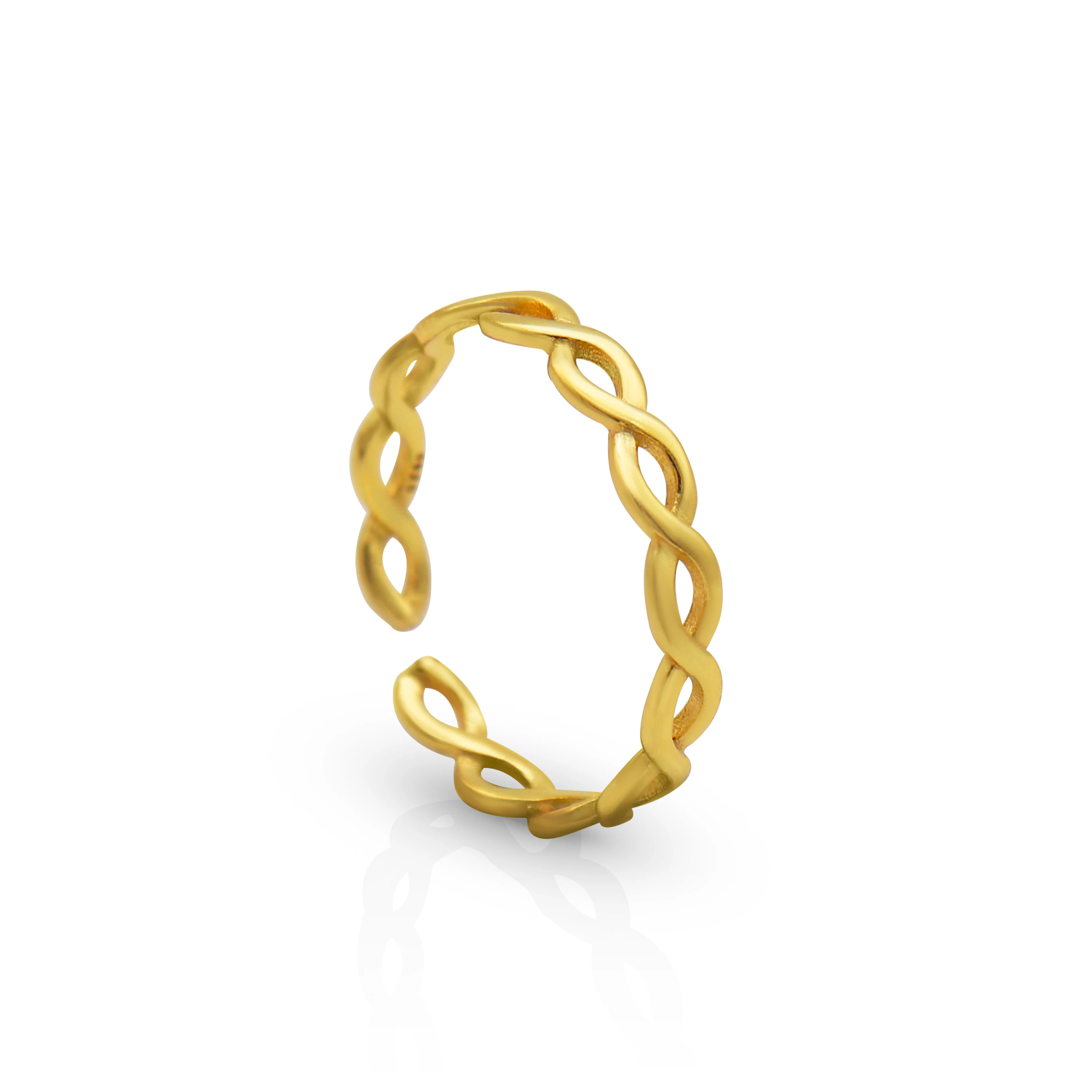 

Chris April Fashionable 925 sterling silver gold plated simple personalized Minimalist interwoven fine twist open ring