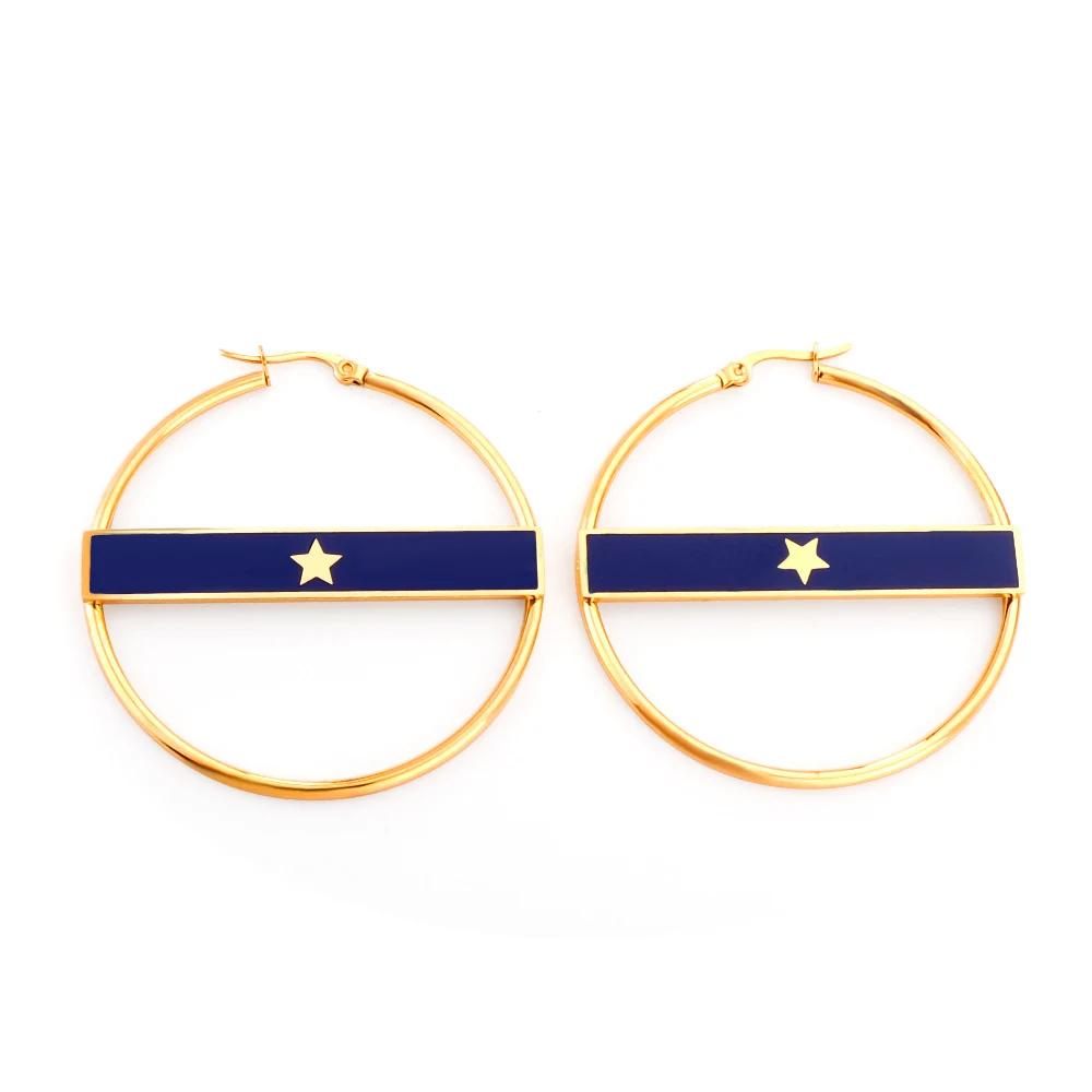 

Cuban Link Women 18k 14k Gold Plated Stainless Steel Big Earrings Elegant Hoop Earrings