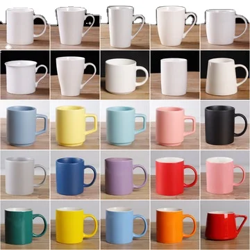 

Customized 400ml simple solid color ceramic cup coffee cup for home, As picture