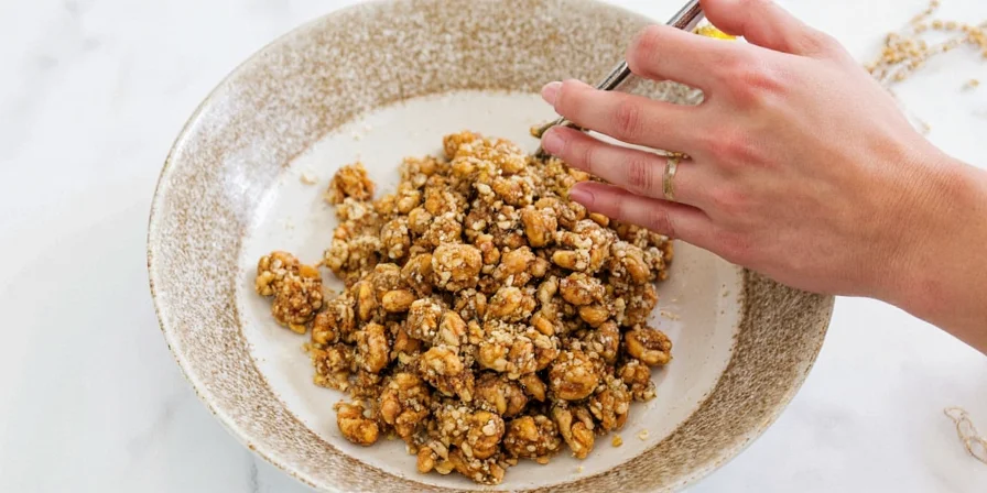 Glass jar of sesame seeds on a kitchen shelf