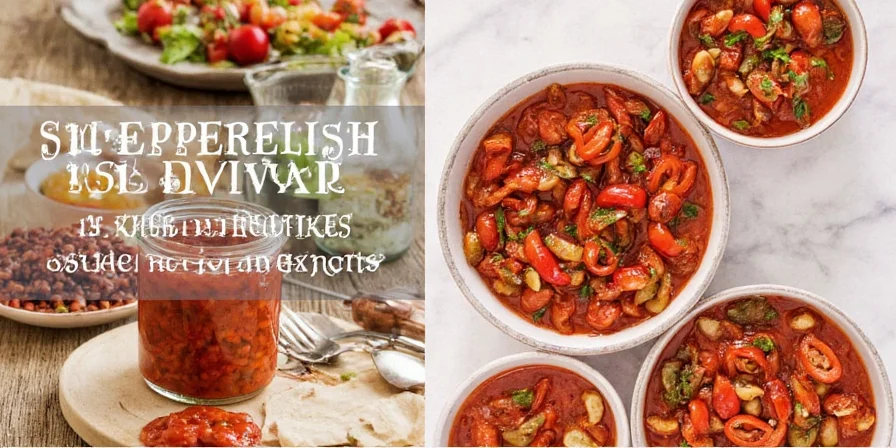 Taco topped with vibrant pepper relish