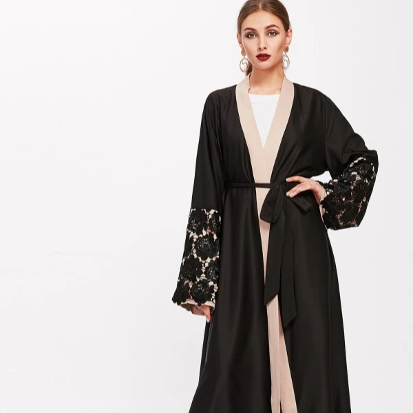 

HJ Modest Embroidery Cardigan kimono Islamic Clothing Front Open Dubai Dress Muslim Abaya, Picture
