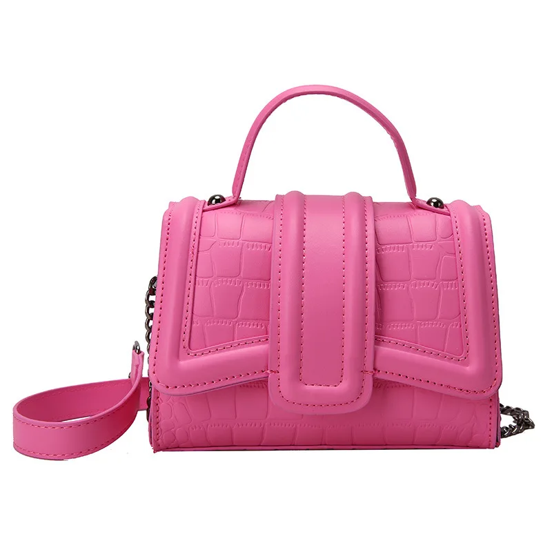

2022 Trendy Fashion PU Leather Stone Pattern Crossbody Bags for Women Brand Ladies Small Totes Luxury Sling Shoulder Handbags, Pink