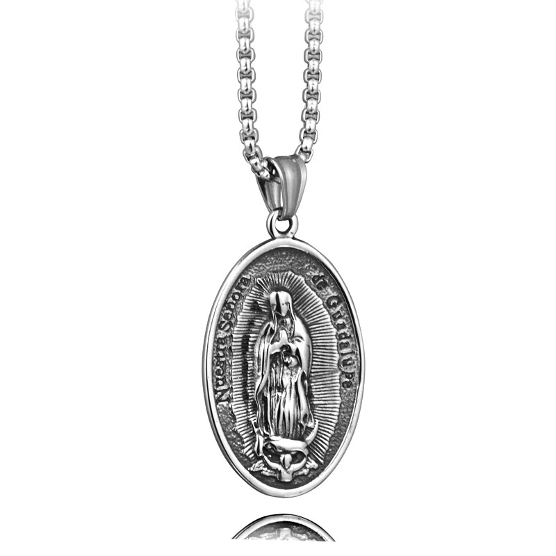 

Hot Selling Jewelry Wholesale European and American Fashion Personality Virgin Mary Stainless Steel Pendant Necklace Ornament