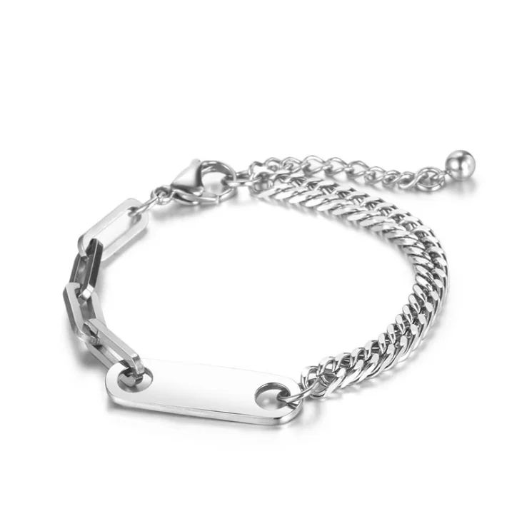 

Fashion jewelry wholesale titanium steel bracelet men and women light luxury niche gifts ins cold wind bracelet, Silver
