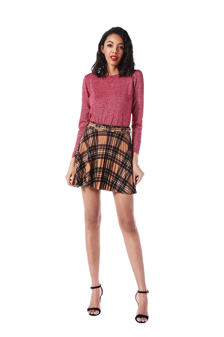 2020 latest lady skirt pleated mini plaid skirt wholesale women