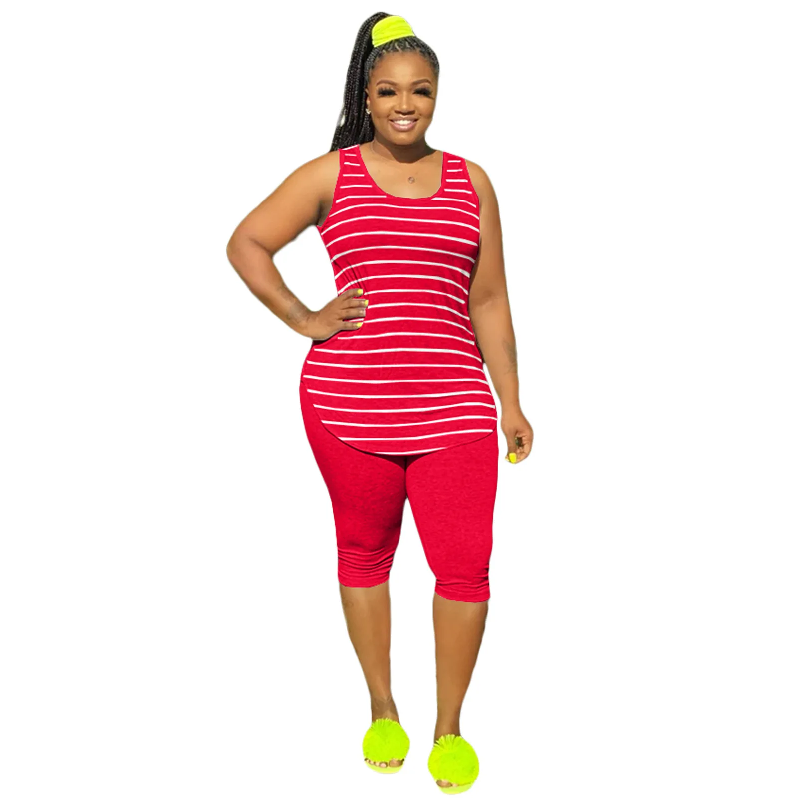 

Striped Shirts and Shorts Casual Sport Wear Women summer Short Set Casual Outfit striped plus size womans biker short sets
