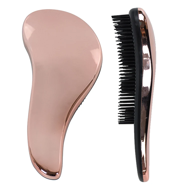 

China Wholesale custom logo household plastic iphone pink electroplated magic detangler hair brush for natural hair and wig, Customized