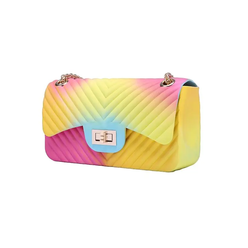 

2021 Summer Jelly Bag Mini Crossbody Bags Shoulder Handbag Rainbow Bag Jelly Candy Purse For Women Girls, Red,yellow,blue,pink