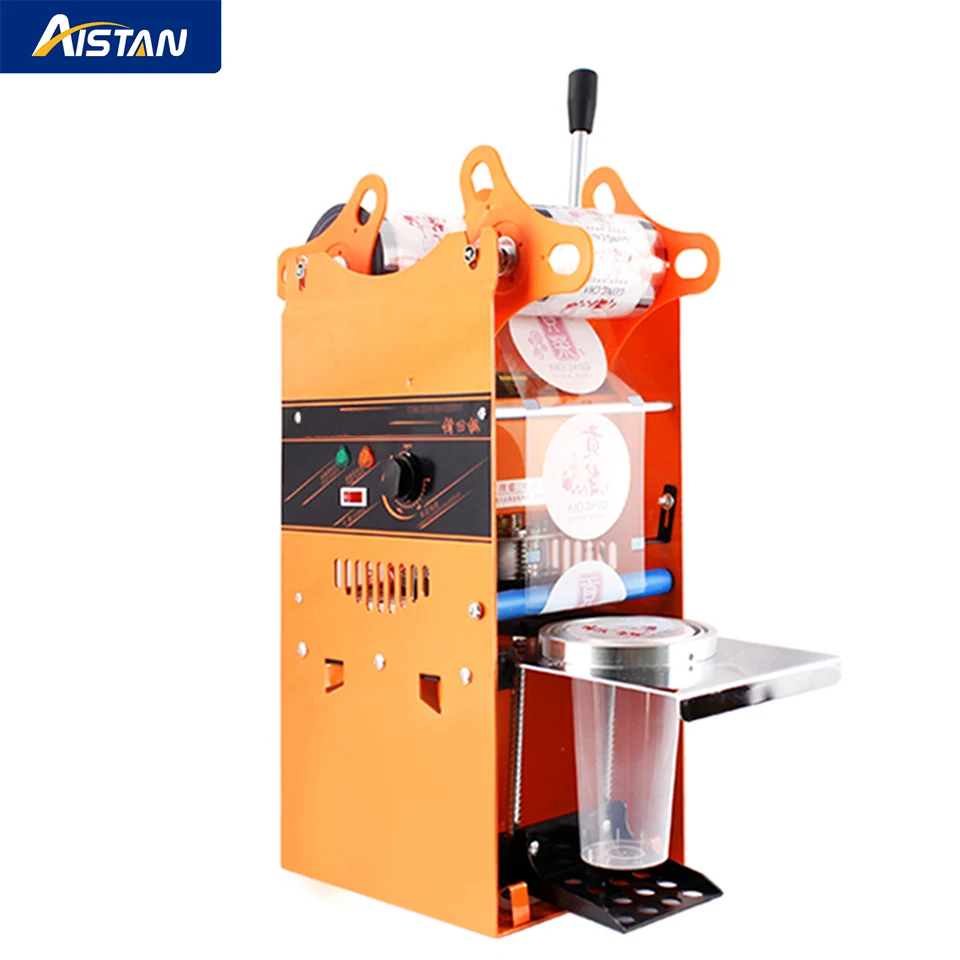 

WY802F Manual Tea Cup Sealer Machine 300-500 Cup/h Manual Boba Tea Sealer Machine Orange 90/95mm Cup Diameter