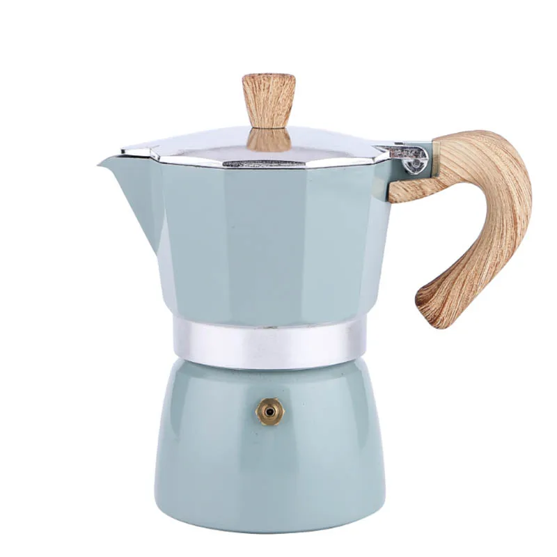 

Classic Design Italian Aluminum Pressure Valve Stovetop Induction Filter Turkish Coffee Espresso Maker Moka Coffee Pot, Black,sky blue,green