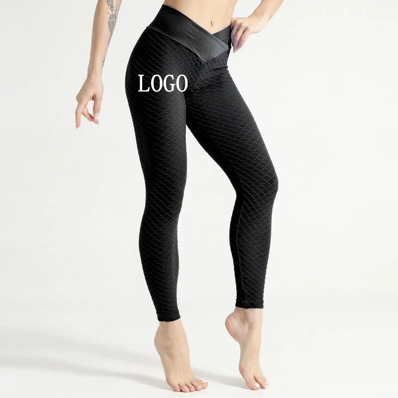 

Ladies Custom Logo High Waist Hip Lifting Elastic Tight Fitting Seamless Knitted Sport Yoga Pants, As picture