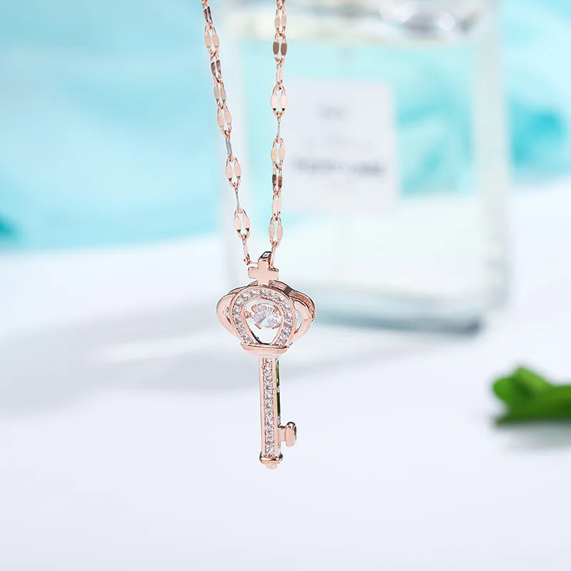 

Trend Gem crystal diamond rose gold necklace Stainless steel Pendants For women Fashion women Jewelry