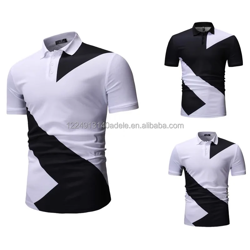 

New style summer turn down collar short-sleeved Men's polo tee shirt strip golf polo t-shirt