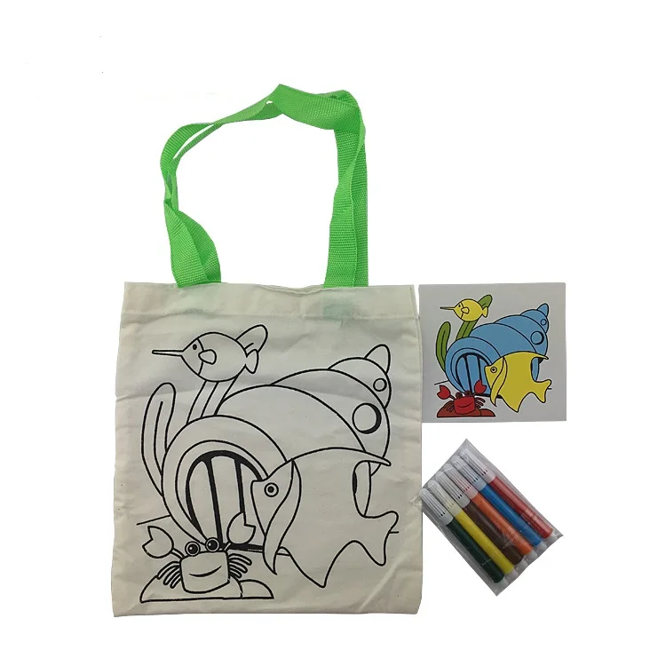 

Custom DIY Kids Painting Drawing Canvas Cotton Bag, White color