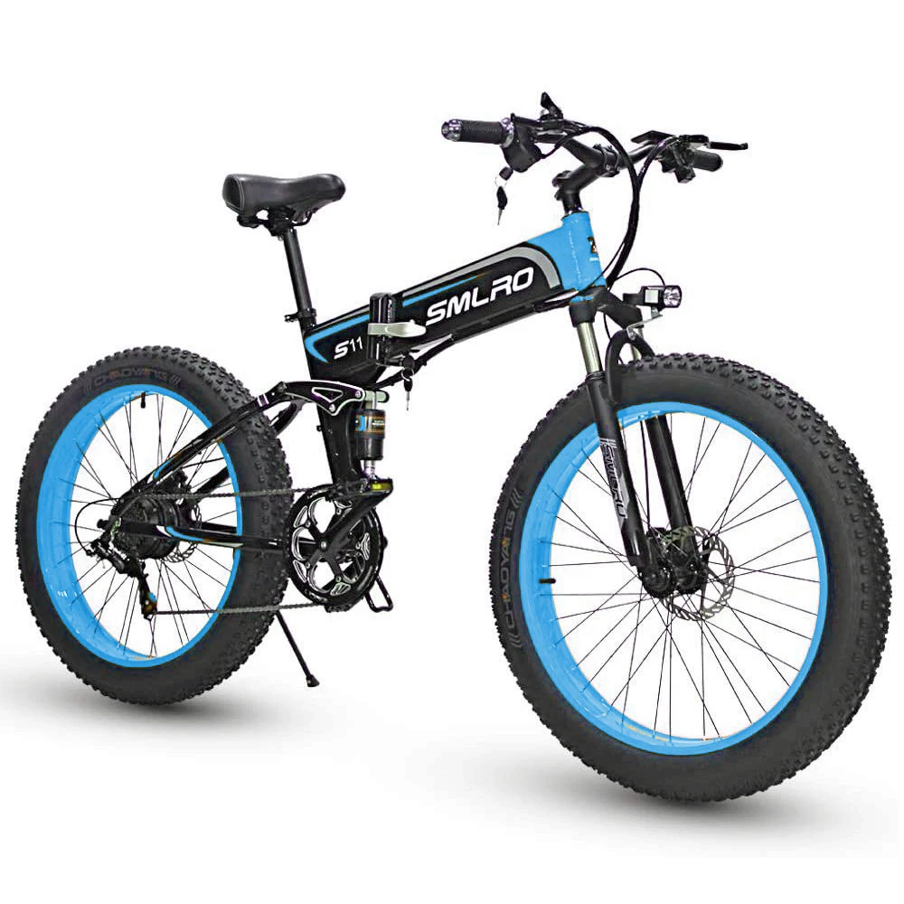 

Lankeleisi Velo Electrique SMLRO S11 26 Inch 1000W 48V Mountain Snow Ebike Bicycle Fat Tire E Bycyle Folding Electric Bike, White/blue, black/green, black/red, black/blue