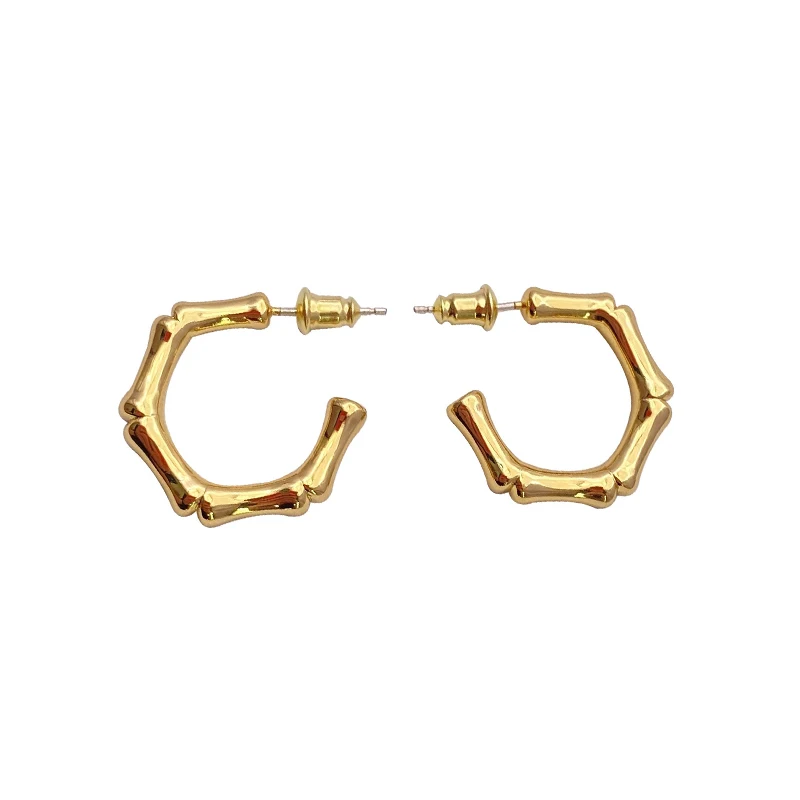 

Wholesale Fashion Designer Stud Gold Plated Bamboo Earrings For Women Jewelry