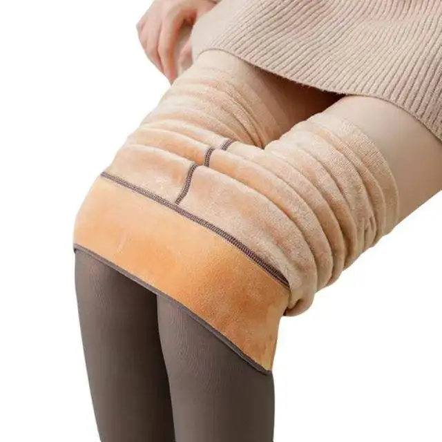 High Waist Cashmere All-in-one Leggings Keep Warm Compression Nylon Shiny Seamless Winter Women