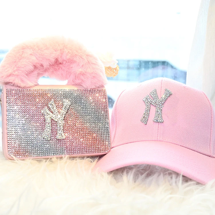 

LB0191 New Fashion Women Handbags Bling Fur Bolso De Mano Hat And Purses Set Ladies Hand Bags Purse, As the picture