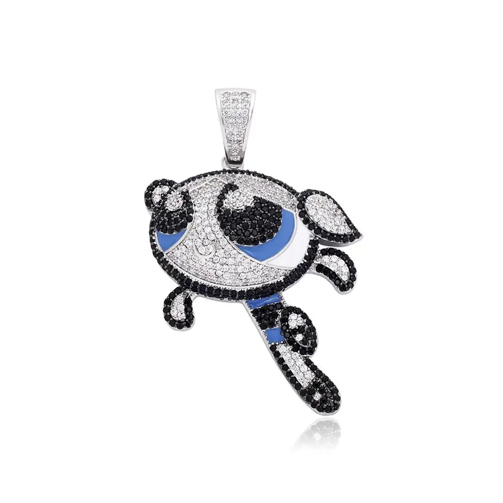 

New Cartoon The Powerpuff Girls Iced Out Cubic Zircon Pendants of American superheroes Characters, See picture