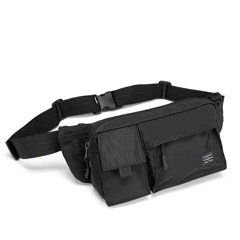 

Fashion New Design Casual Men Sport Running Belt Bags Nylon Cross Body Chest Bag Travel Waist Fanny Pack, Black