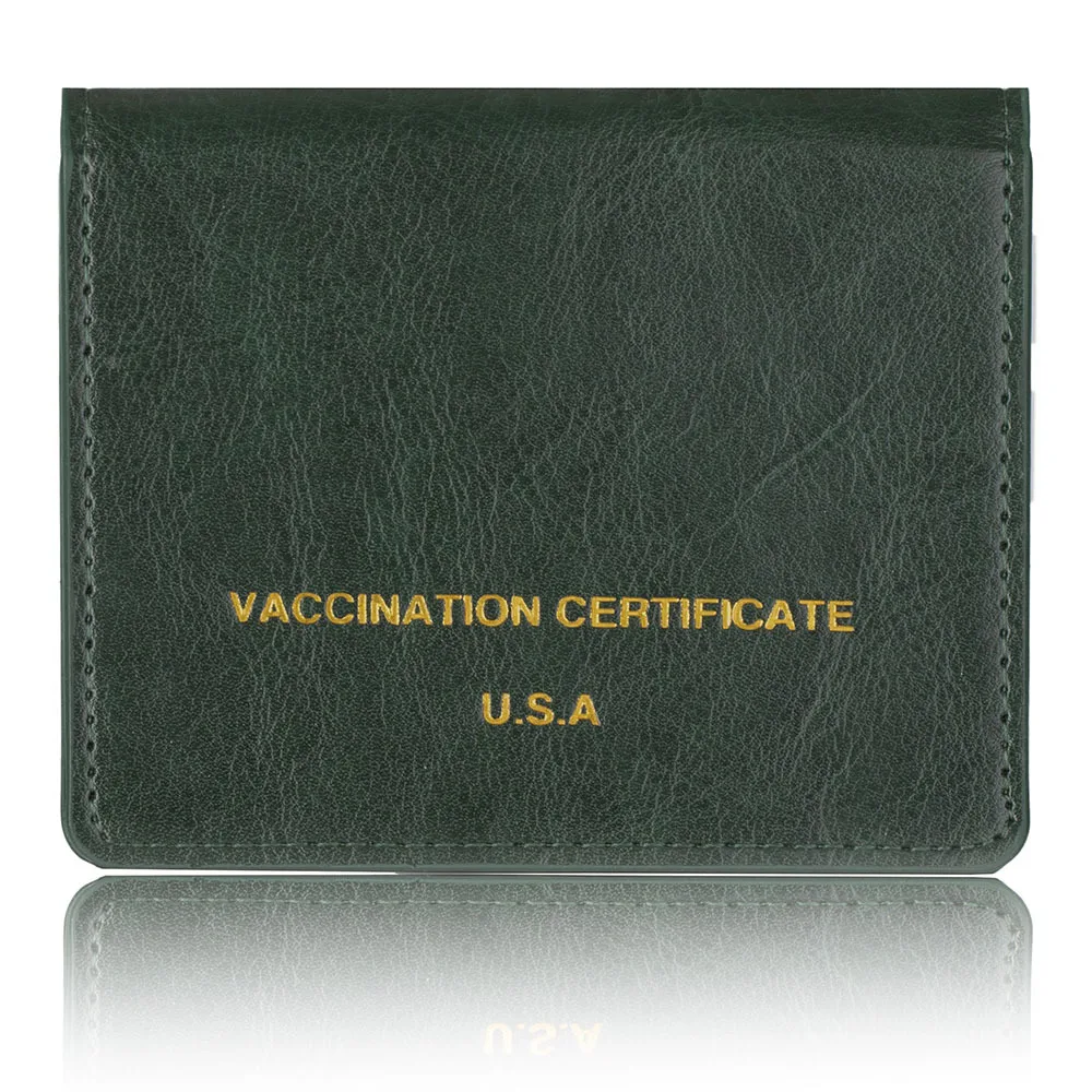 

New 4X3 Inch Vaccine Certificate Holder Protective Cases Pu Leather Vaccine Card Holder Wallet For USA Vaccination Record Card