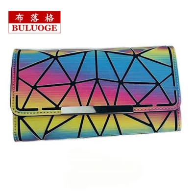 

Fashion Women Wallet Luminous Geometric Rhomboids Lattice Long Purse