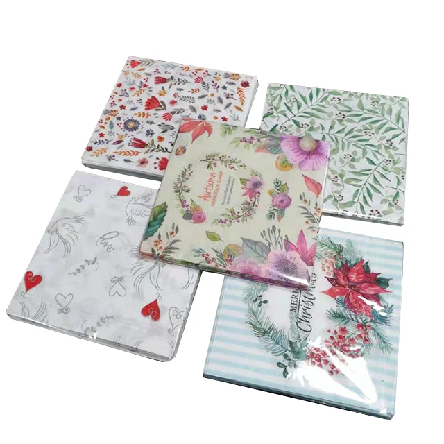 

33x33cm Printed Solid Color Paper Napkins Decoupage Printed Beverage Tissue Napkins Serviettes Or Custom Napkins, Natural white