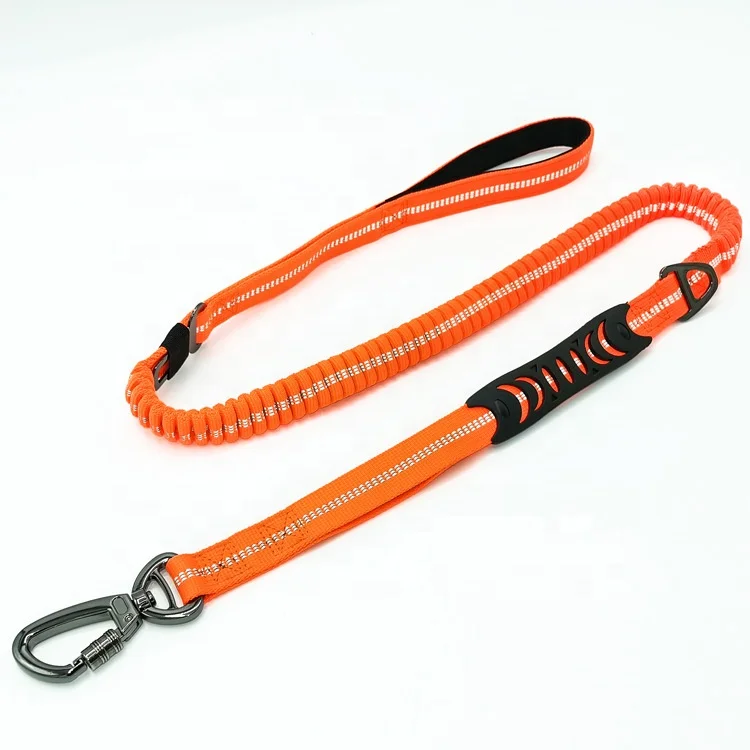 

Factory Custom Logo High Elasticity Buffer Tension Dog Leash Swivel Carabiner Pet Safty Rope Adjustable Wholesale Dog Leash