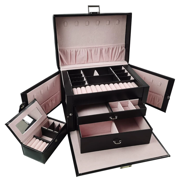 

High Quality Custom Logo Pu Leather Luxury Portable Jewelry Drawer Storage Box, Customized color