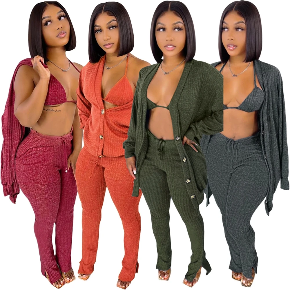 

2021 Women Coats Winter Jackets Girls' Fall Two Piece Pant Set Velvet 3 Piece Pant Set Outfits Sweat Suits Velour Tracksuits