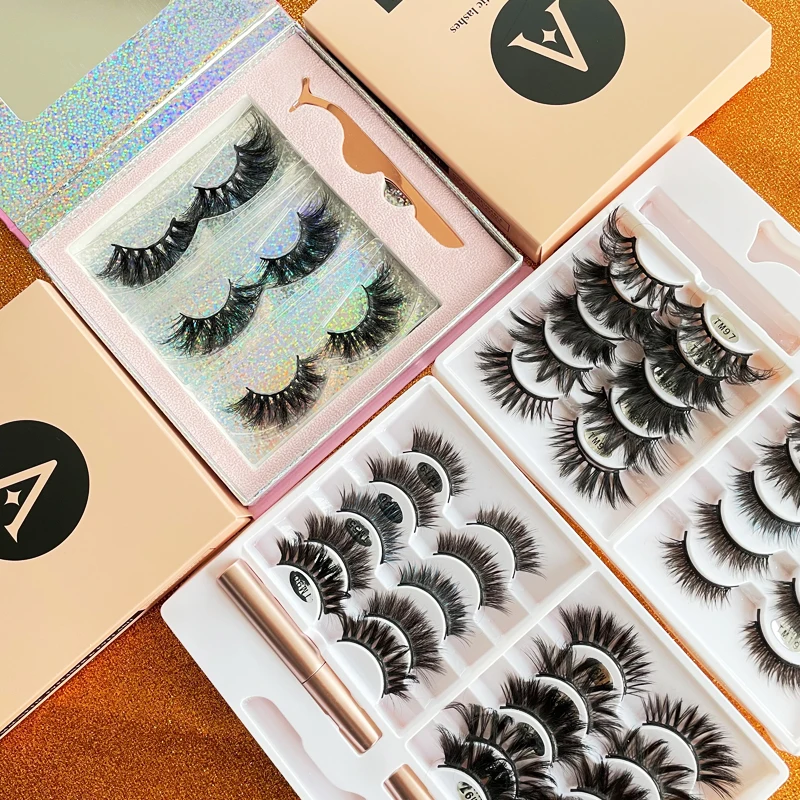 

2021 newest eyelash magnets vendors wholesale natural vegan silk lashes private label magnetic eyelashes with eyeliner set, Natural black