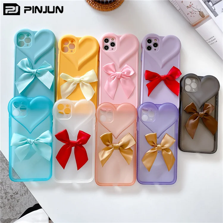 

Girls Color TPU mobile Phone Case With bow-knot back cover,Love Design Cute Phone shell  11 13 pro max