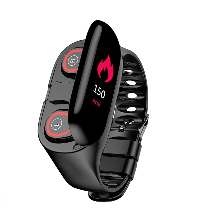 

M1 Smartwatch with earphones 2 in 1 Blue tooth Earbuds Waterproof Sport Blood Pressure Heart Rate monitor Pedometer Smart Watch, Black ,red,blue